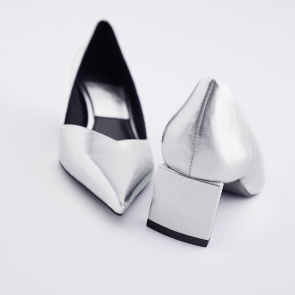 Zara New Metallic Mule Heels - Picture 6 of 16